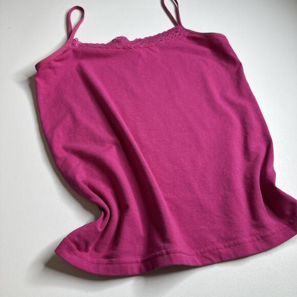 Bossini Hot Pink Lace Trim Cami Top Y2K McBling Barbiecore 2000s Medium - Picture 4 of 10